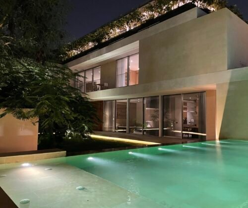 AM Villa NIght View with Swimming Pool