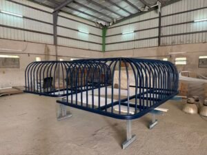 Steel framework structures in workshop