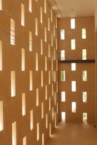 Luxury villa double height wall with natural light cut-out design and modern architecture