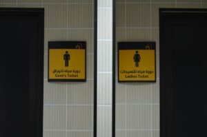 sign board fro male and female bathrooms