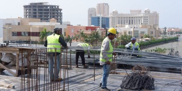 Falcon team carrying out structural works on a residential villa project in Jeddah